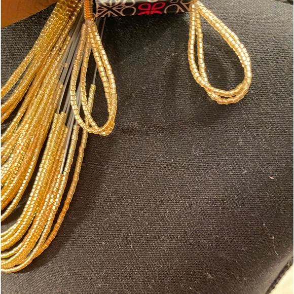 Metallic Beaded Statement Necklace & Earring Set - Picture 3 of 4